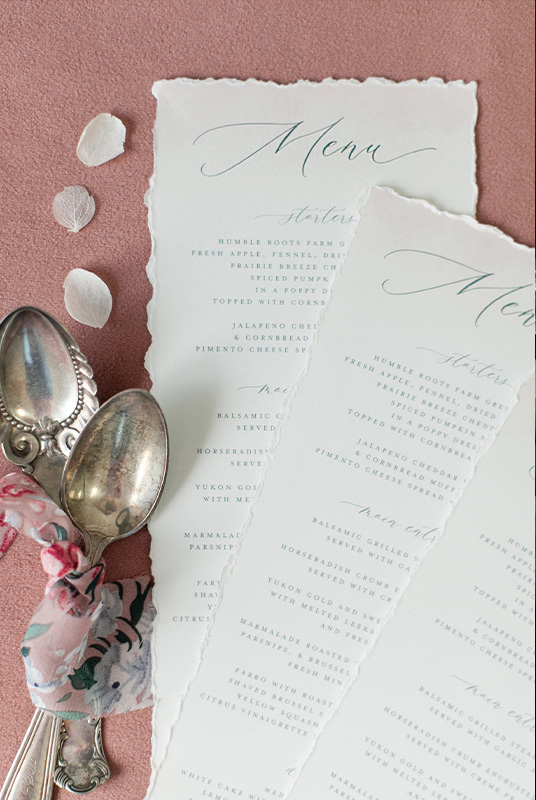 Alexis Scott Designs - Luxury Wedding Day-Of Stationery Deckled Edge Menu