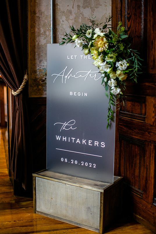 Alexis Scott Designs - Luxury Wedding Day-Of Stationery - Frosted Acrylic Welcome Signage
