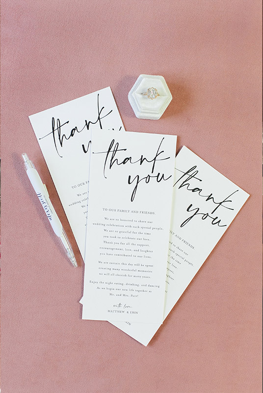Alexis Scott Designs - Luxury Wedding Day-Of Stationery Matthew and Erin Thank You Notecards with Poem