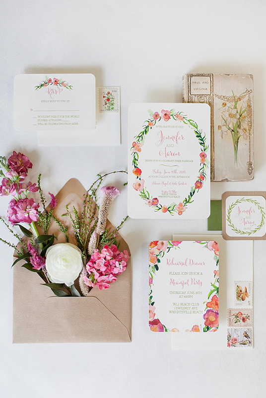 Alexis Scott Designs - North Carolina Wedding Invitation Designer - Jennifer and Aaron fresh flower inspired wedding invitations
