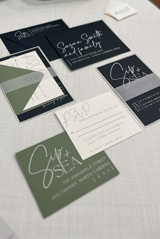 Alexis Scott Designs - North Carolina Wedding Invitation Designer - Sip and Sea Wedding Invitation Suite Wedding Expo North Carolina