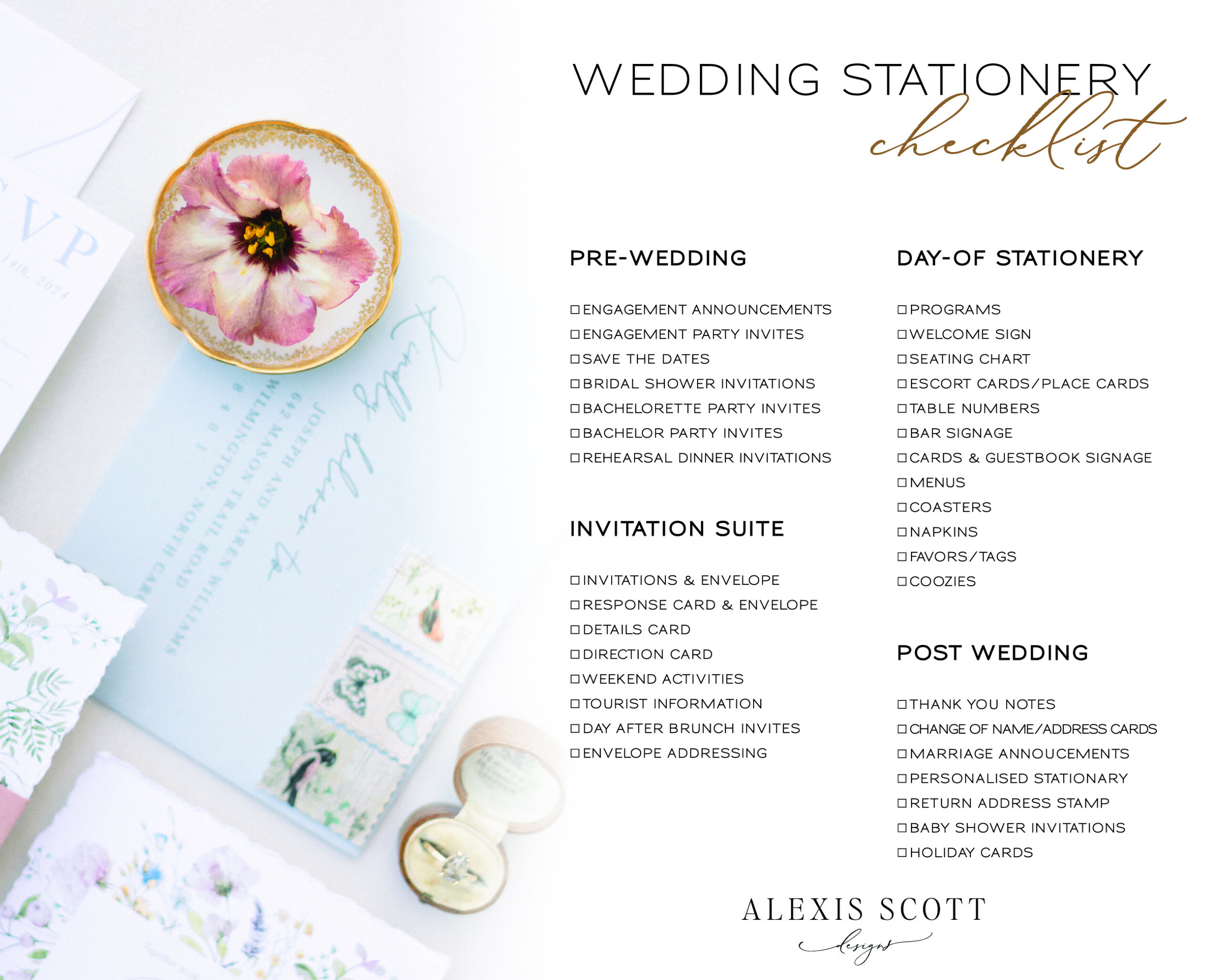 Alexis Scott Designs Wedding Stationery Checklist