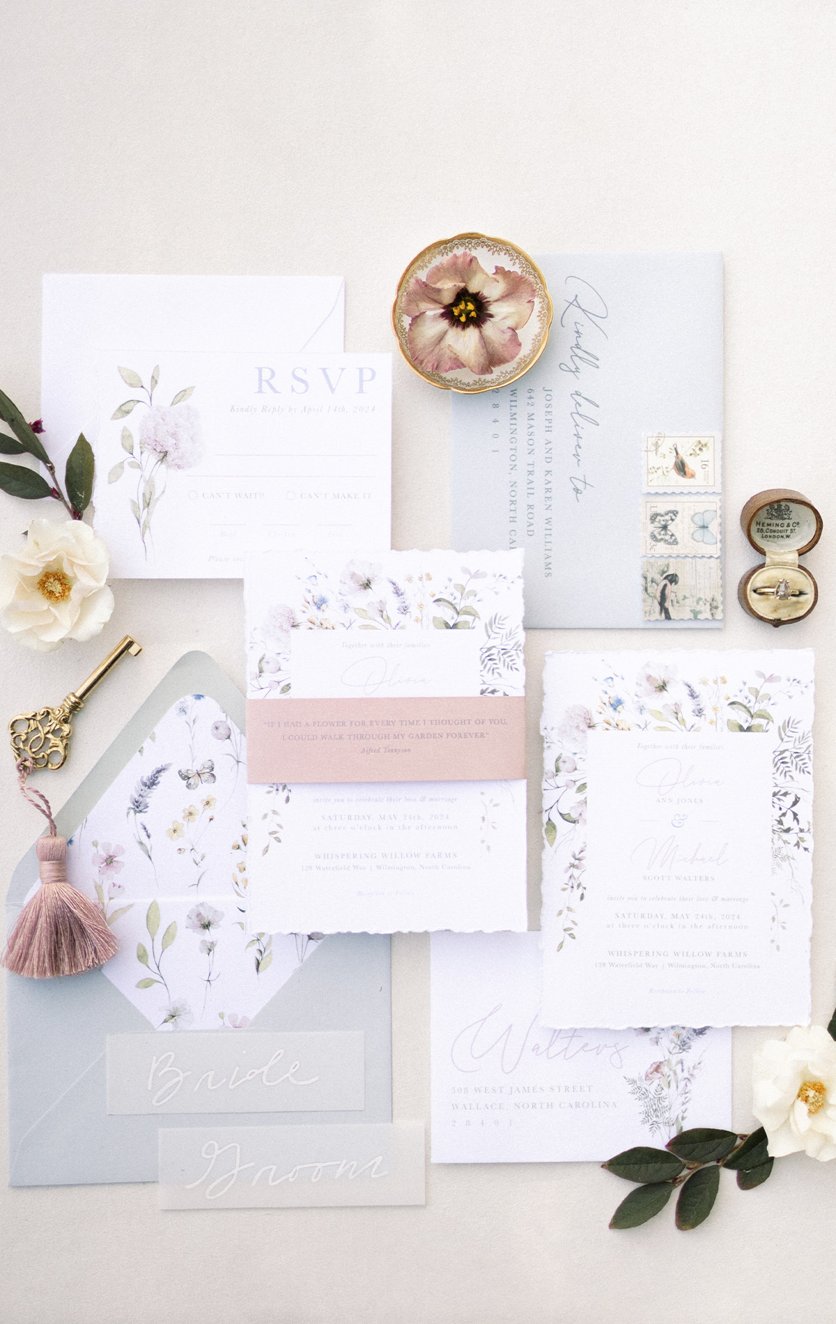 Alexis Scott - Home Website Slider Image - Airlie Gardens watercolor floral wedding invitations