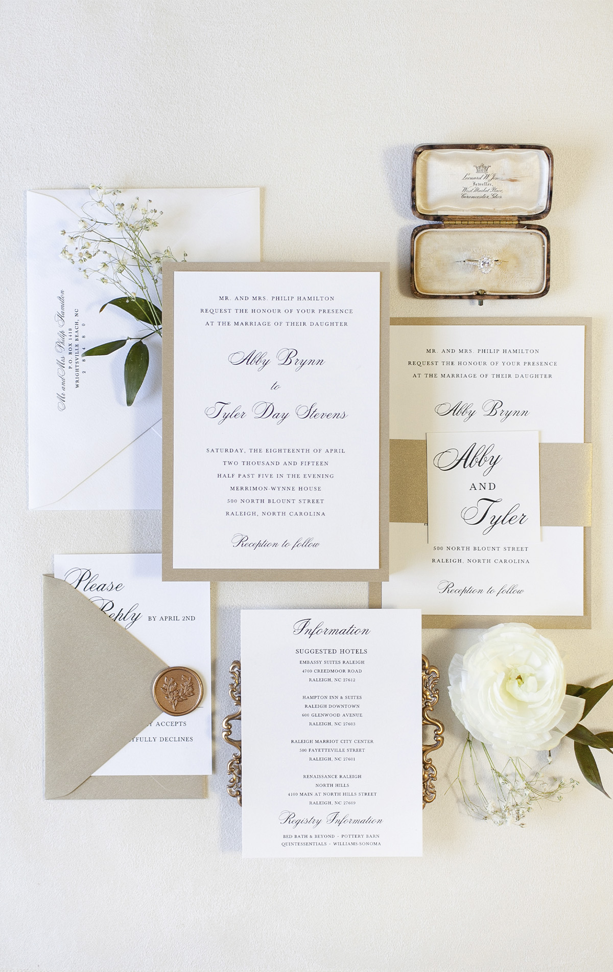 Alexis Scott - Home Website Slider Image - Classic wedding invitations with tan and cream accents