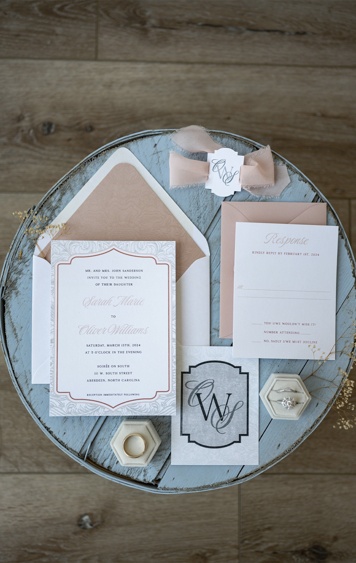 Alexis Scott - Home Website Slider Image - Delicate patterned wedding invitations