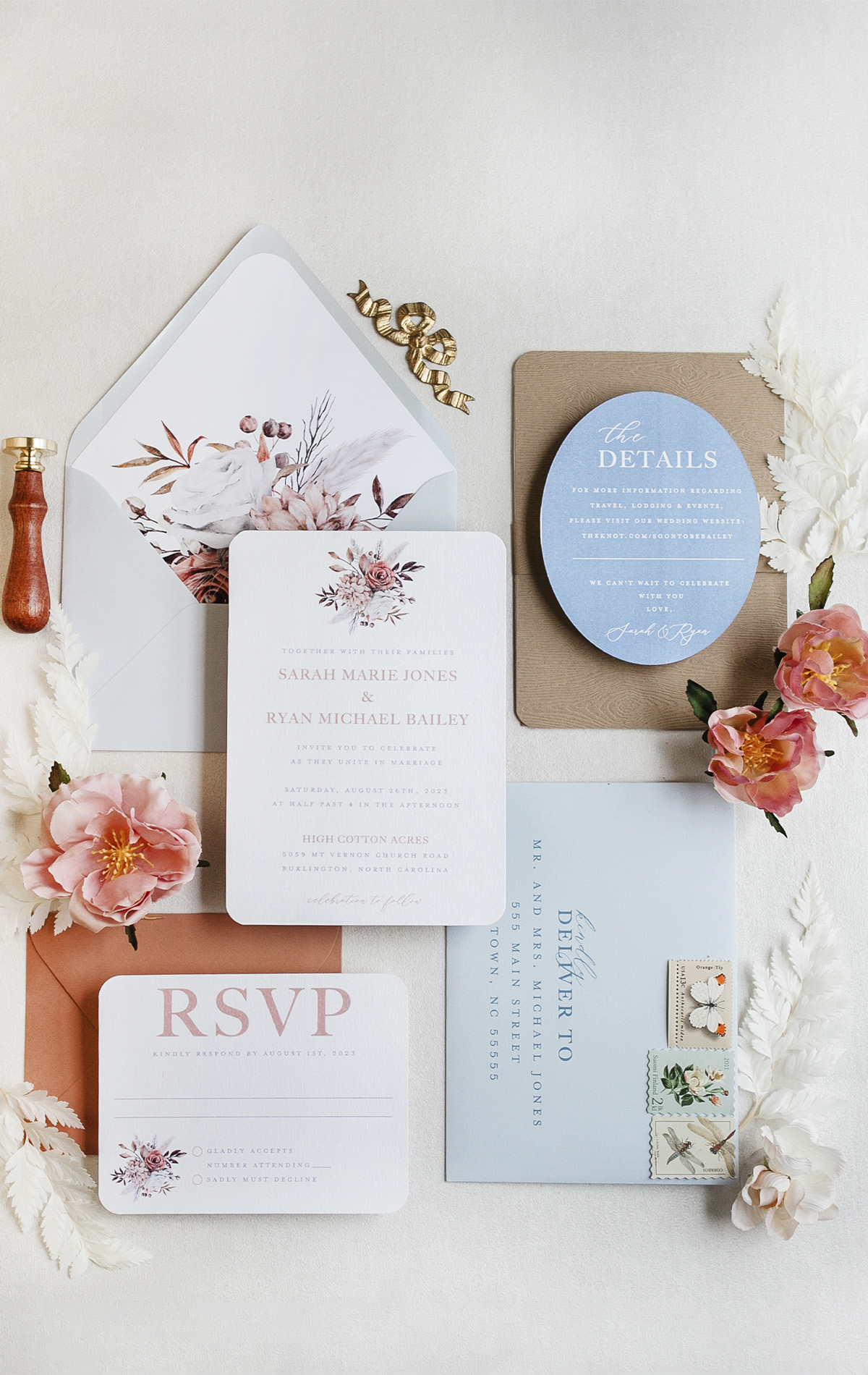 Alexis Scott - Home Website Slider Image - Pink and Peach gloral wedding invitations
